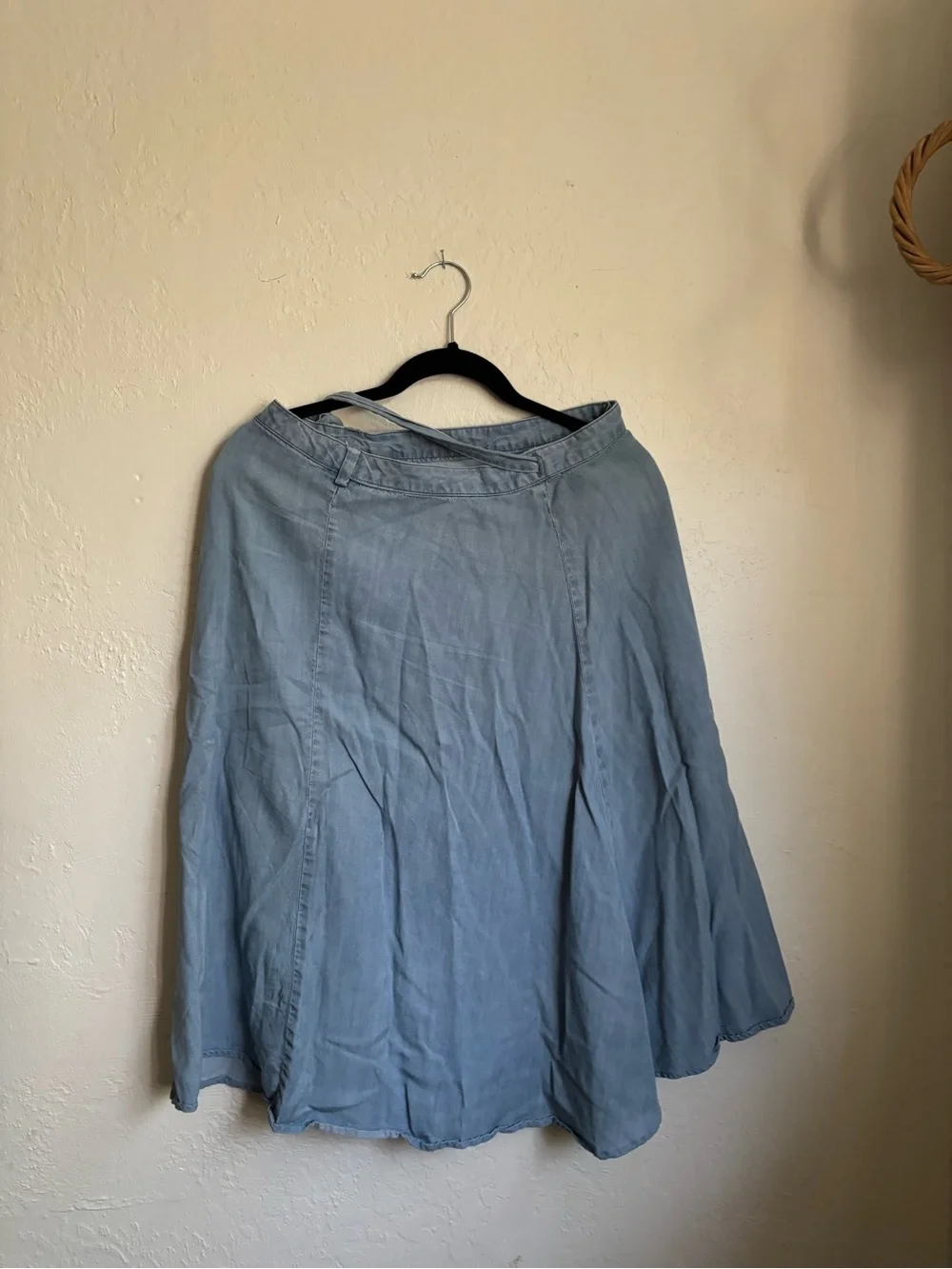 Vintage Chaps Light Blue Wrap A-Line Skirt with Side Tie